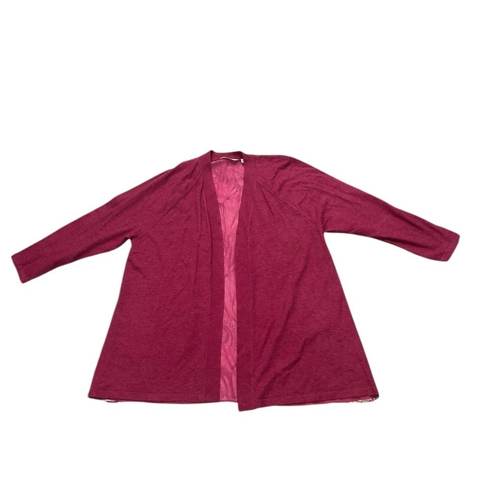Soft Surroundings Pattern Back Pink Paisley Open Front Cardigan Sie 3X Artsy